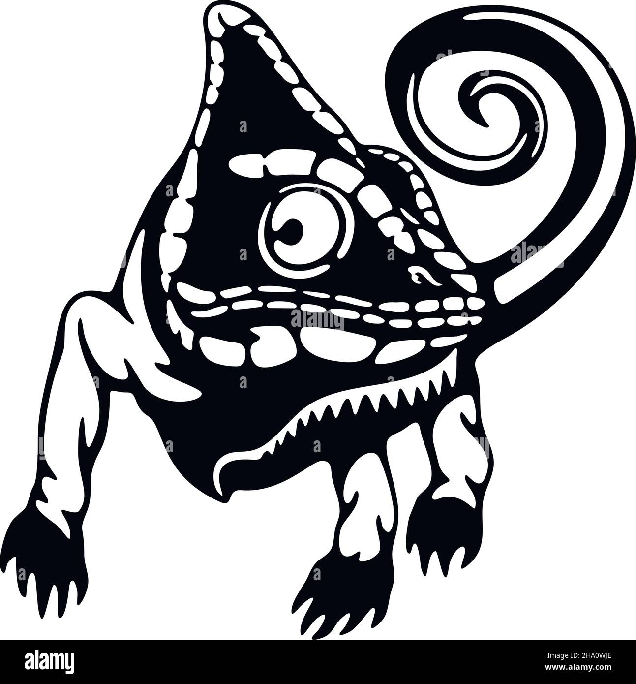 chameleon - Reptiles of the wild. Wildlife stencil. Pet and tropical