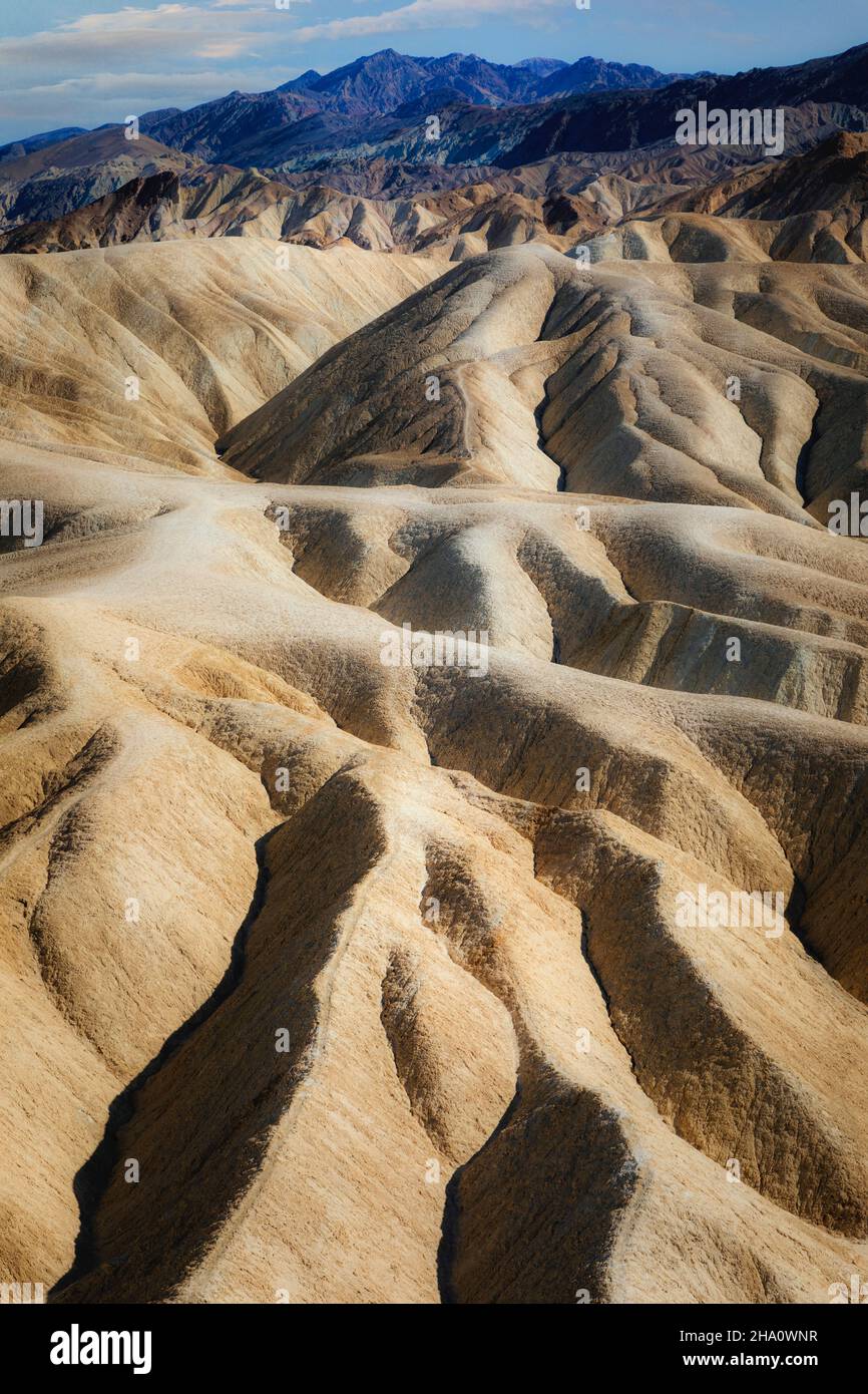 The eroded contours surrounding Zabriskie Point, Death Valley NP, California. Stock Photo