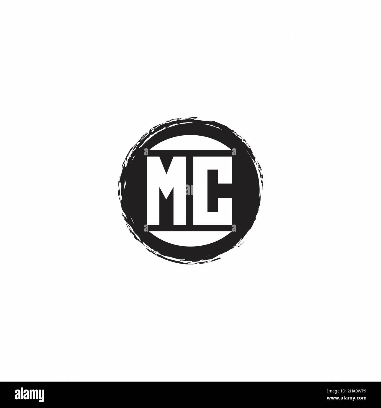 MC Logo Initial Letter Monogram with abstrac circle shape design template isolated in white background Stock Vector