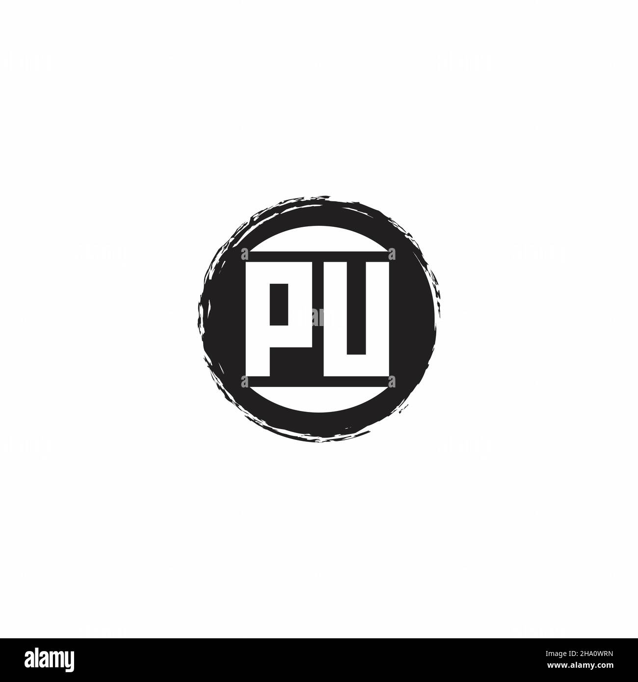 PU Logo Initial Letter Monogram with abstrac circle shape design template isolated in white background Stock Vector