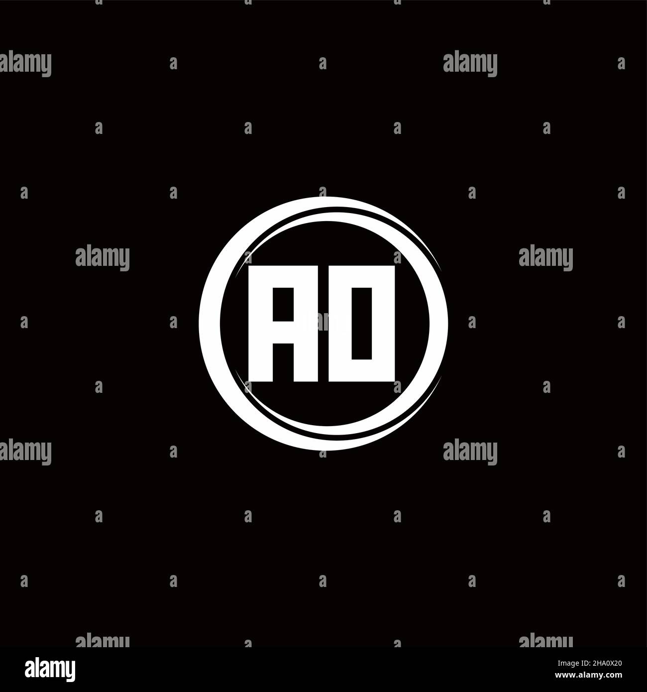 AO logo initial letter monogram with circle slice rounded design ...