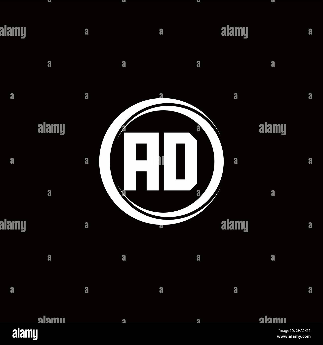 AD logo initial letter monogram with circle slice rounded design ...