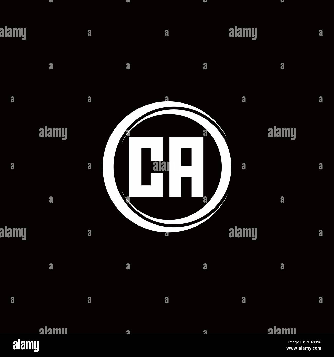 CA logo initial letter monogram with circle slice rounded design template isolated in black background Stock Vector