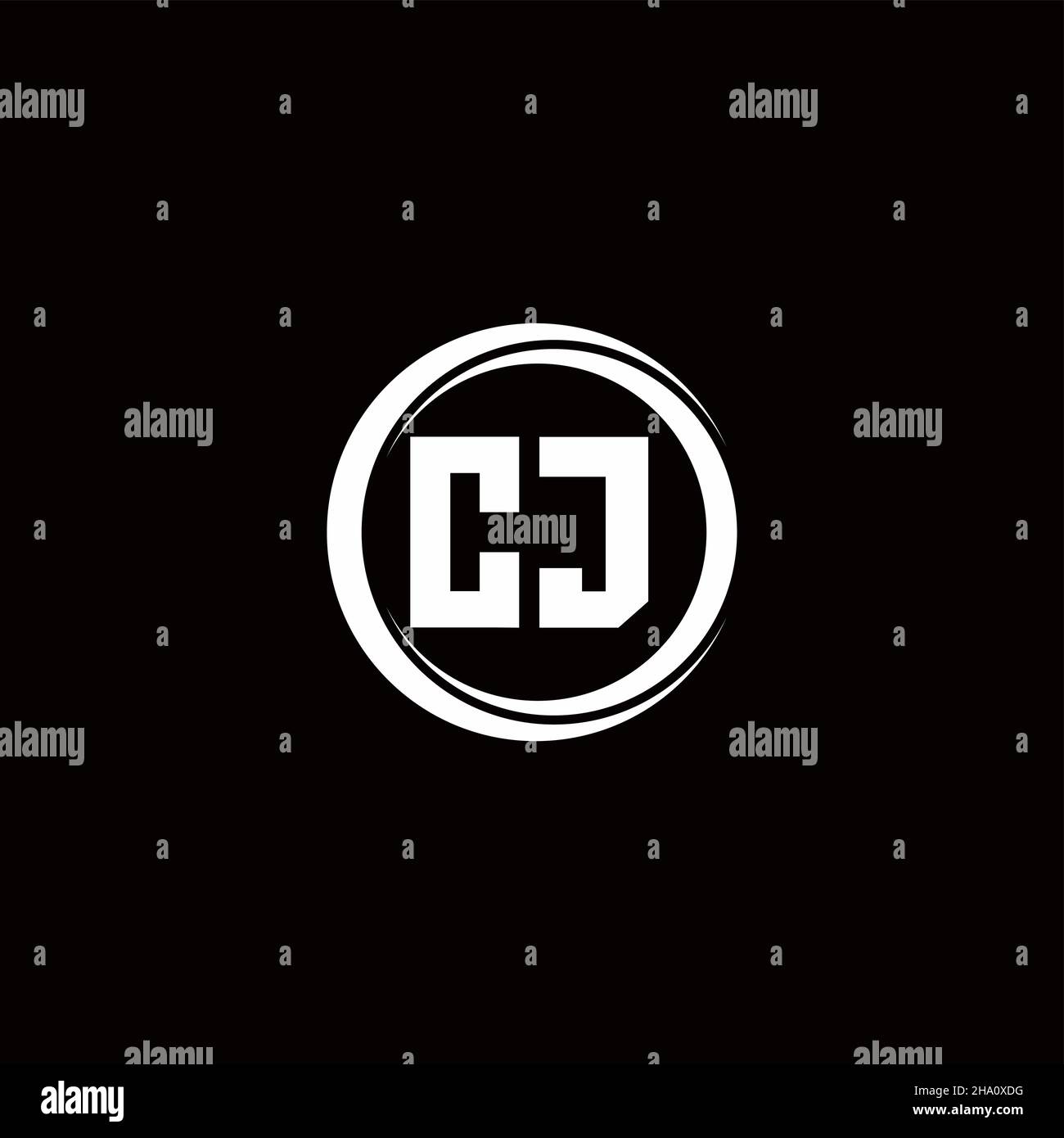 CJ logo initial letter monogram with circle slice rounded design ...