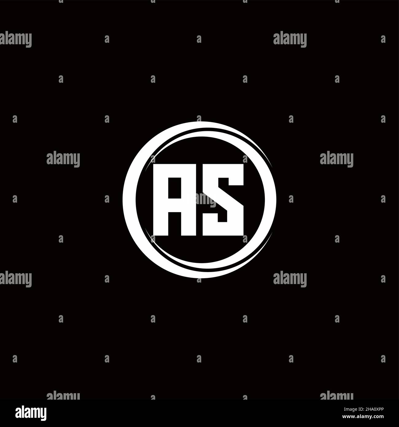 AS logo initial letter monogram with circle slice rounded design ...