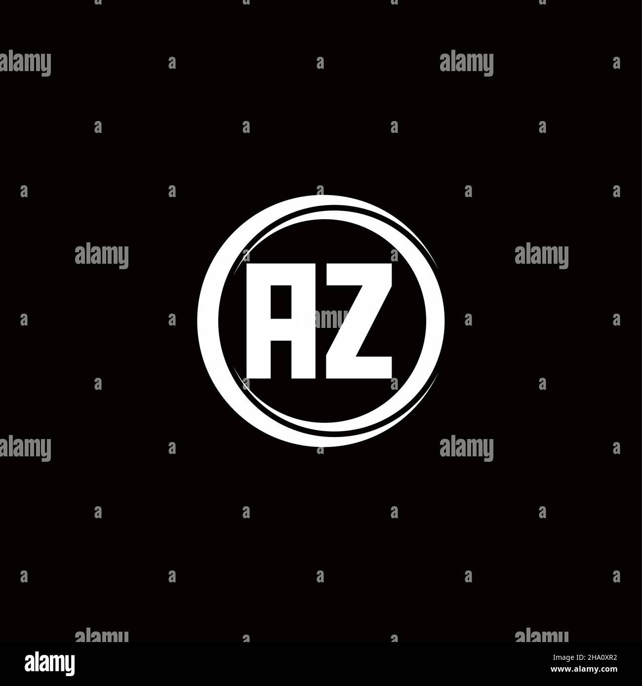AZ logo initial letter monogram with circle slice rounded design template isolated in black background Stock Vector