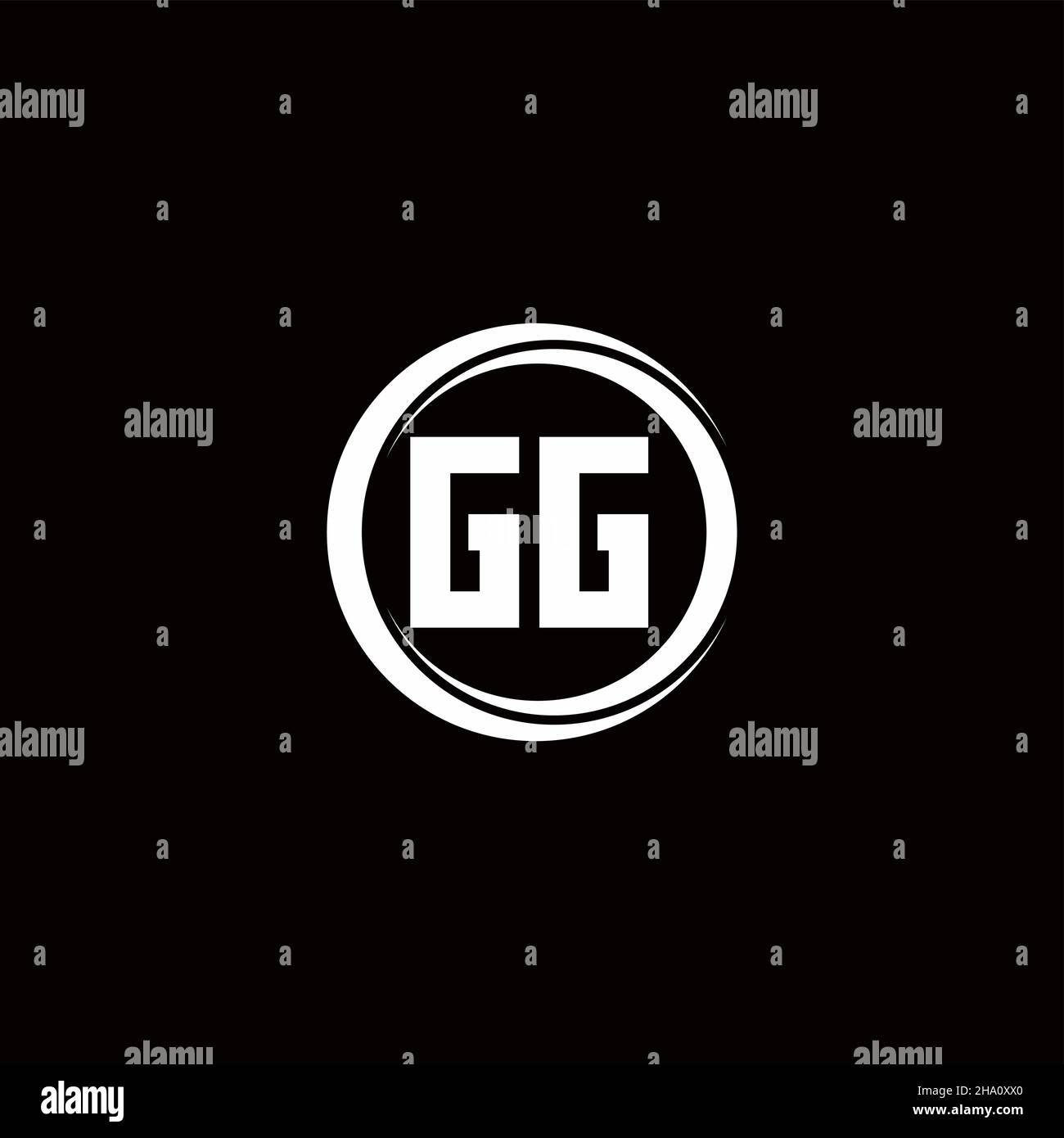 GG logo initial letter monogram with circle slice rounded design