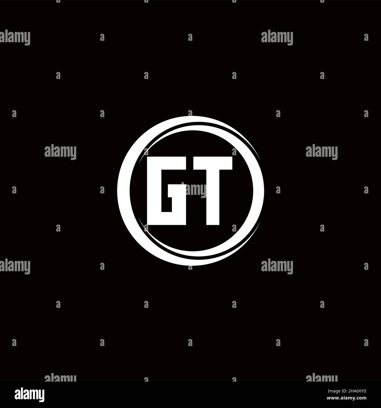GT logo initial letter monogram with circle slice rounded design ...