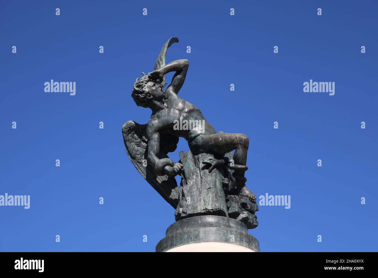 Fallen Angel statue in Retiro Park, Madrid, Spain Stock Photo Alamy