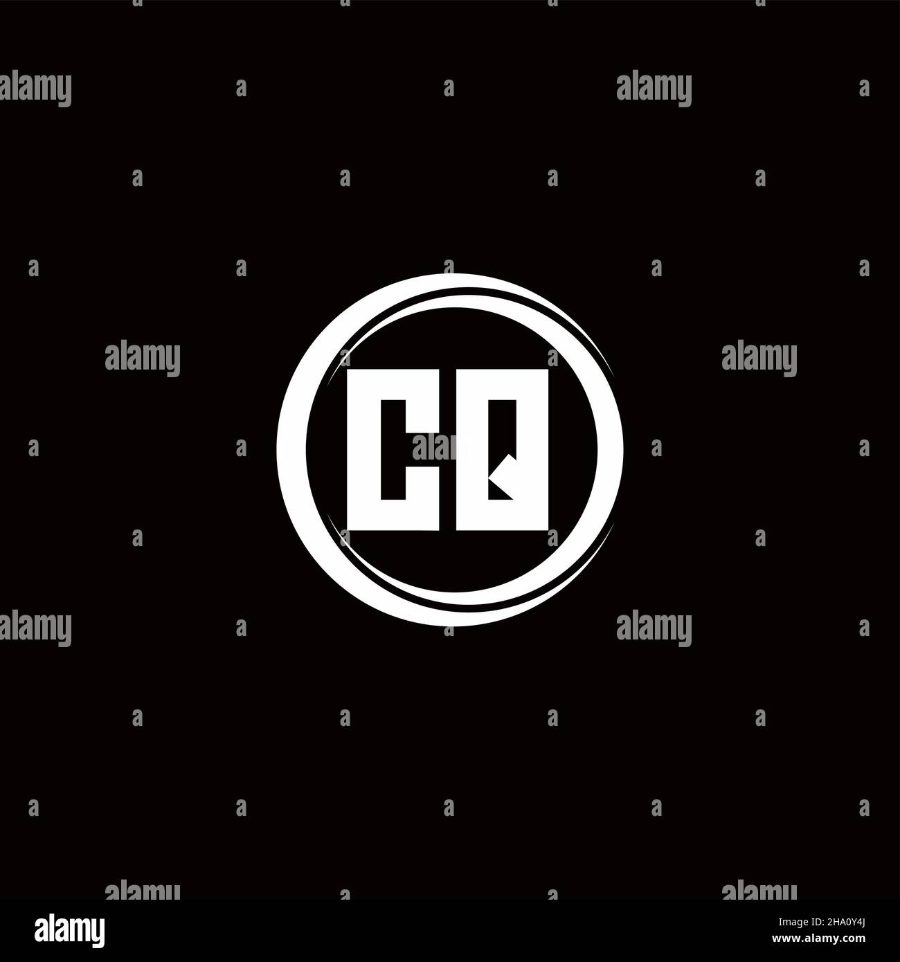 CQ logo initial letter monogram with circle slice rounded design ...
