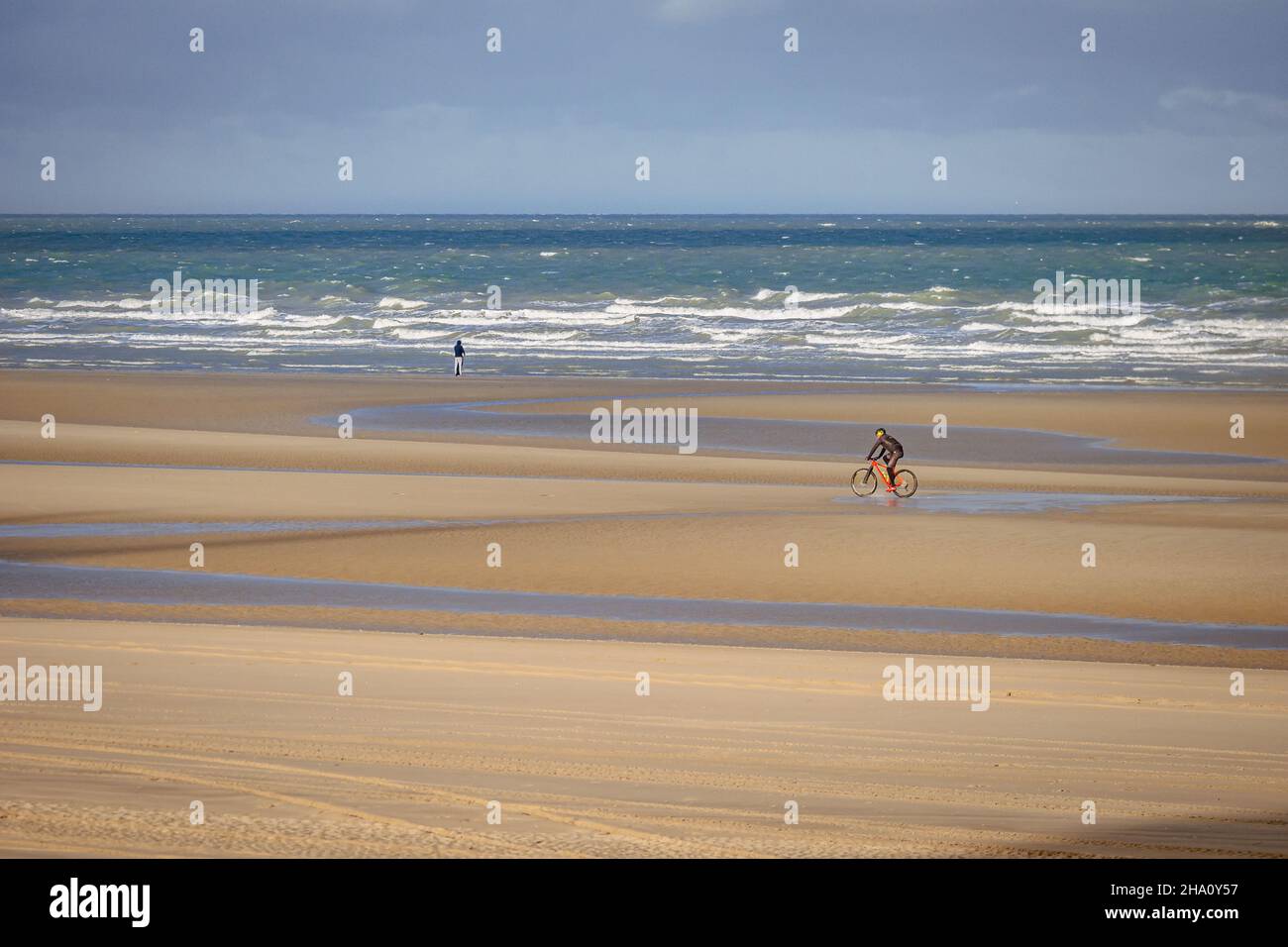 Leisure activity during winter at the beach Stock Photo
