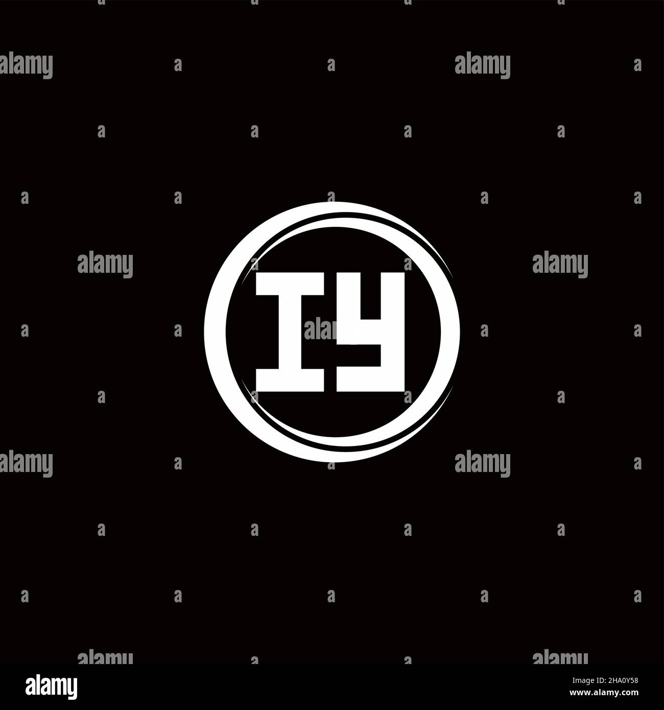 IY logo initial letter monogram with circle slice rounded design template isolated in black background Stock Vector