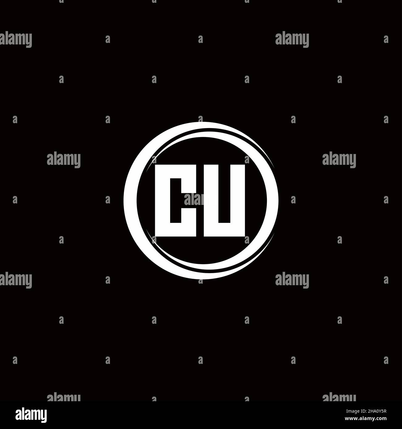CU logo initial letter monogram with circle slice rounded design ...