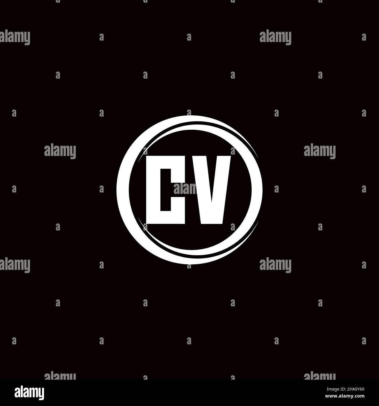 CV logo initial letter monogram with circle slice rounded design ...