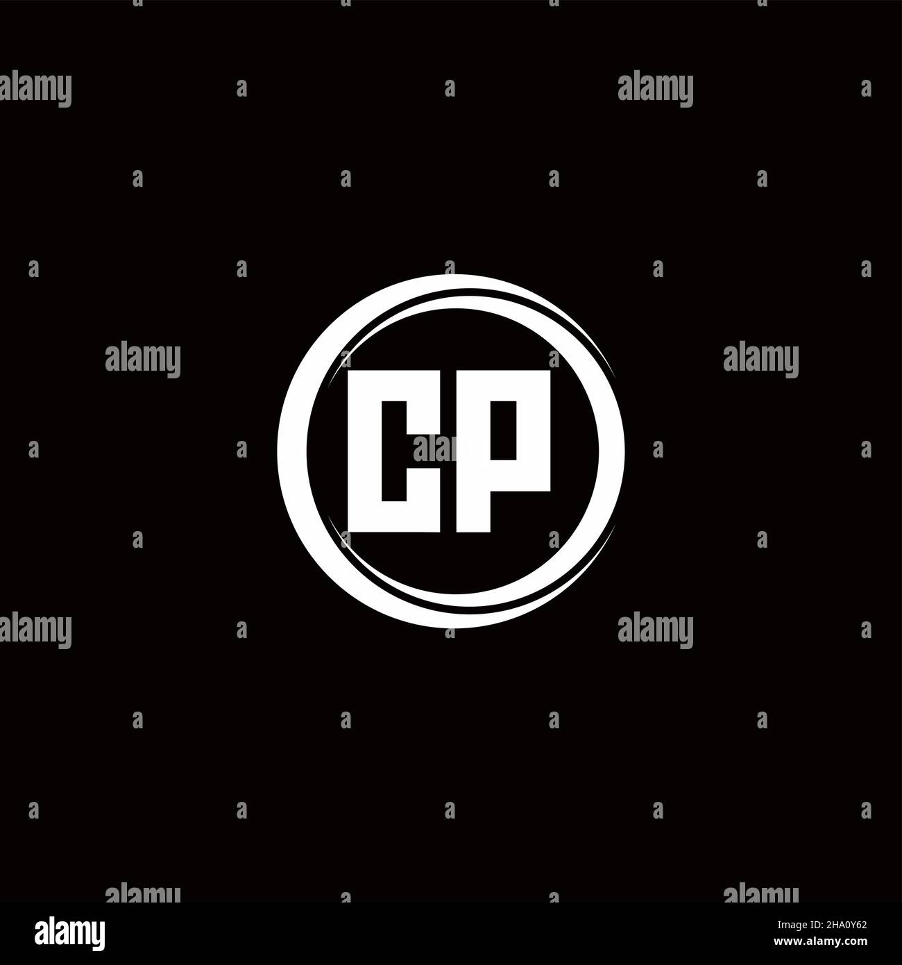 CP logo initial letter monogram with circle slice rounded design ...