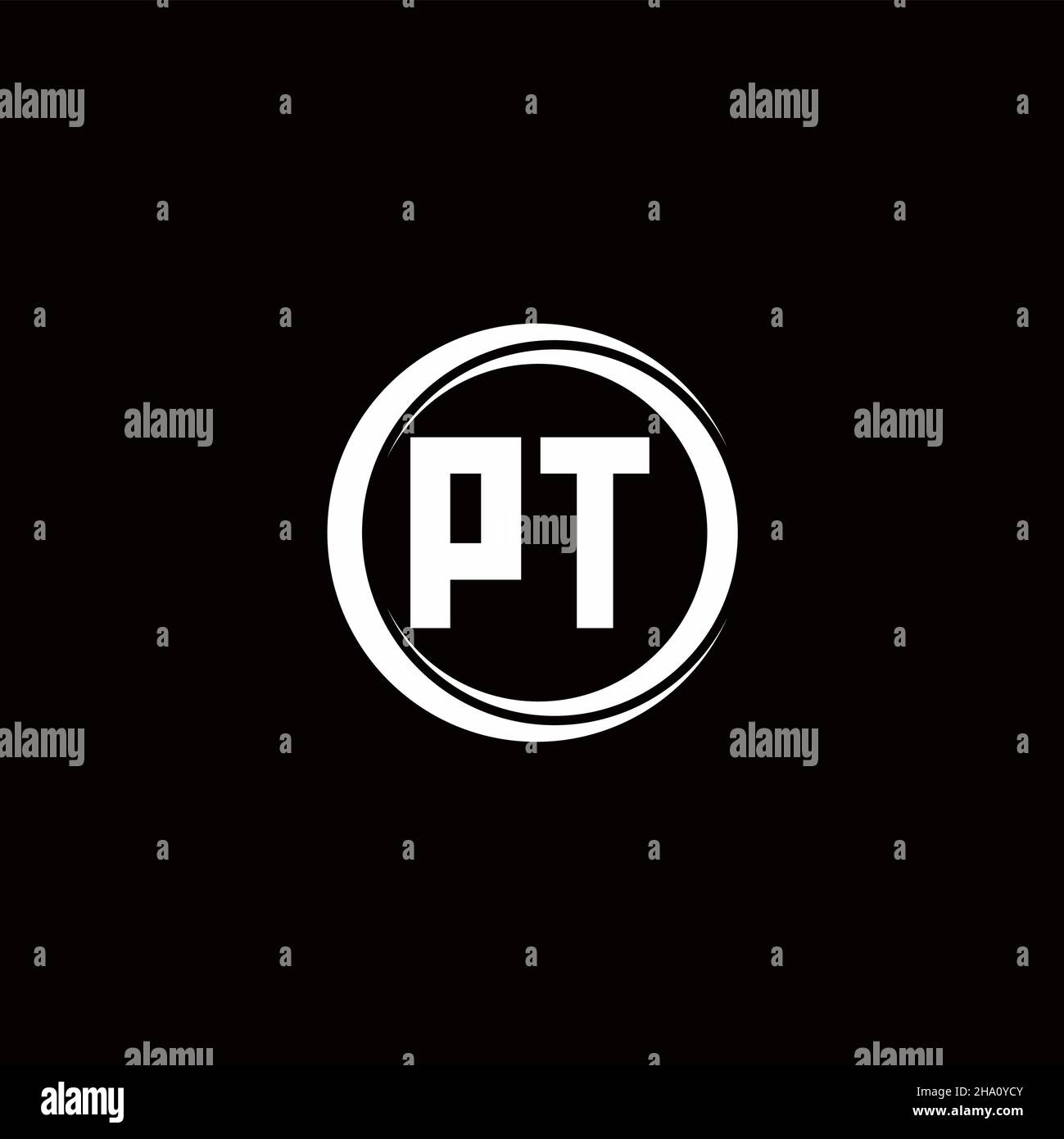PT logo initial letter monogram with circle slice rounded design ...