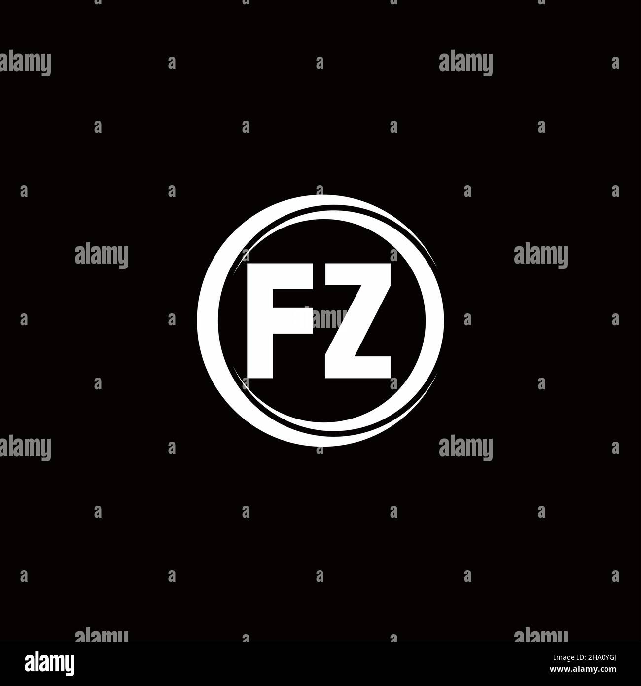 FZ logo initial letter monogram with circle slice rounded design template isolated in black background Stock Vector