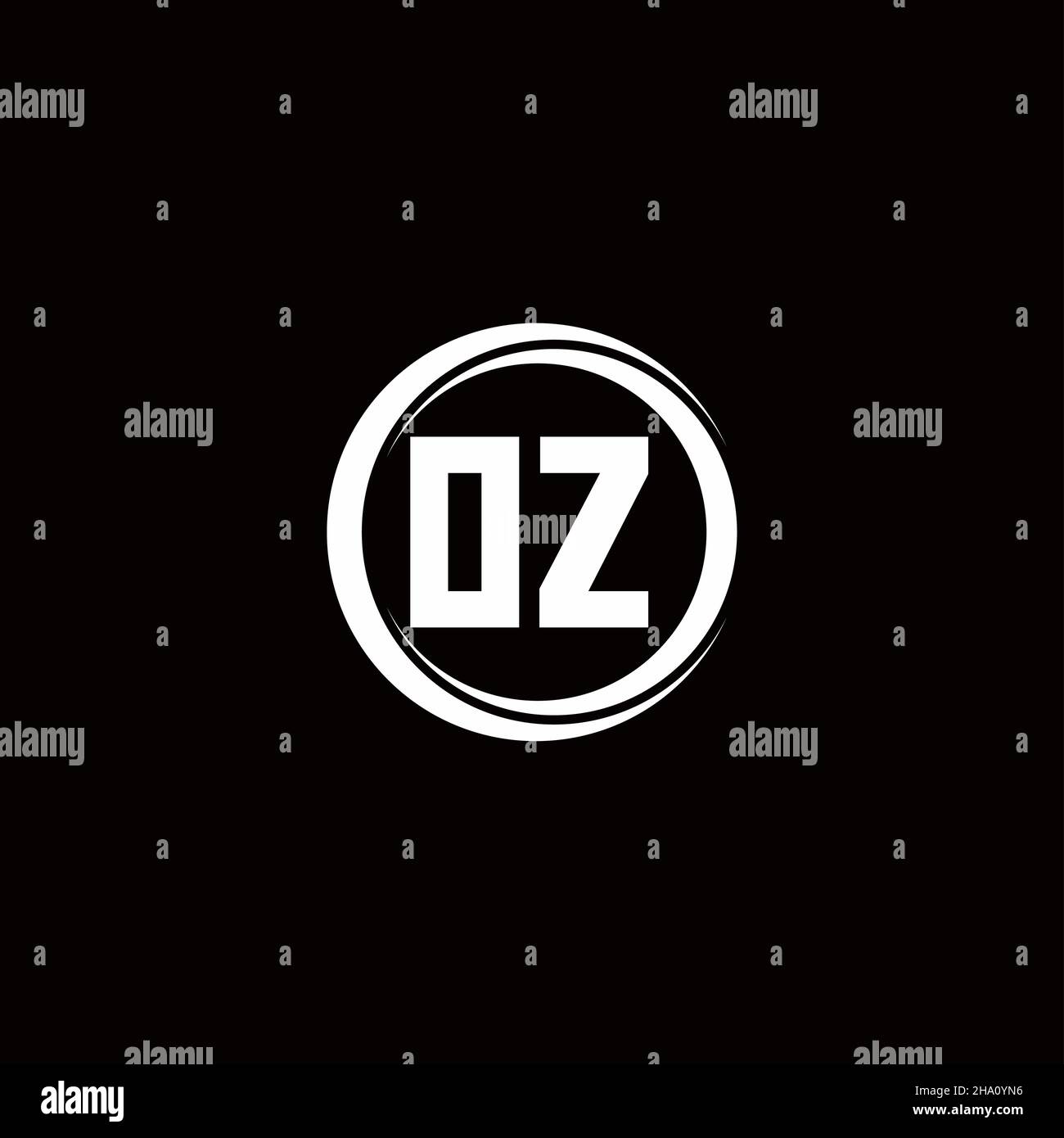 OZ logo initial letter monogram with circle slice rounded design template isolated in black background Stock Vector