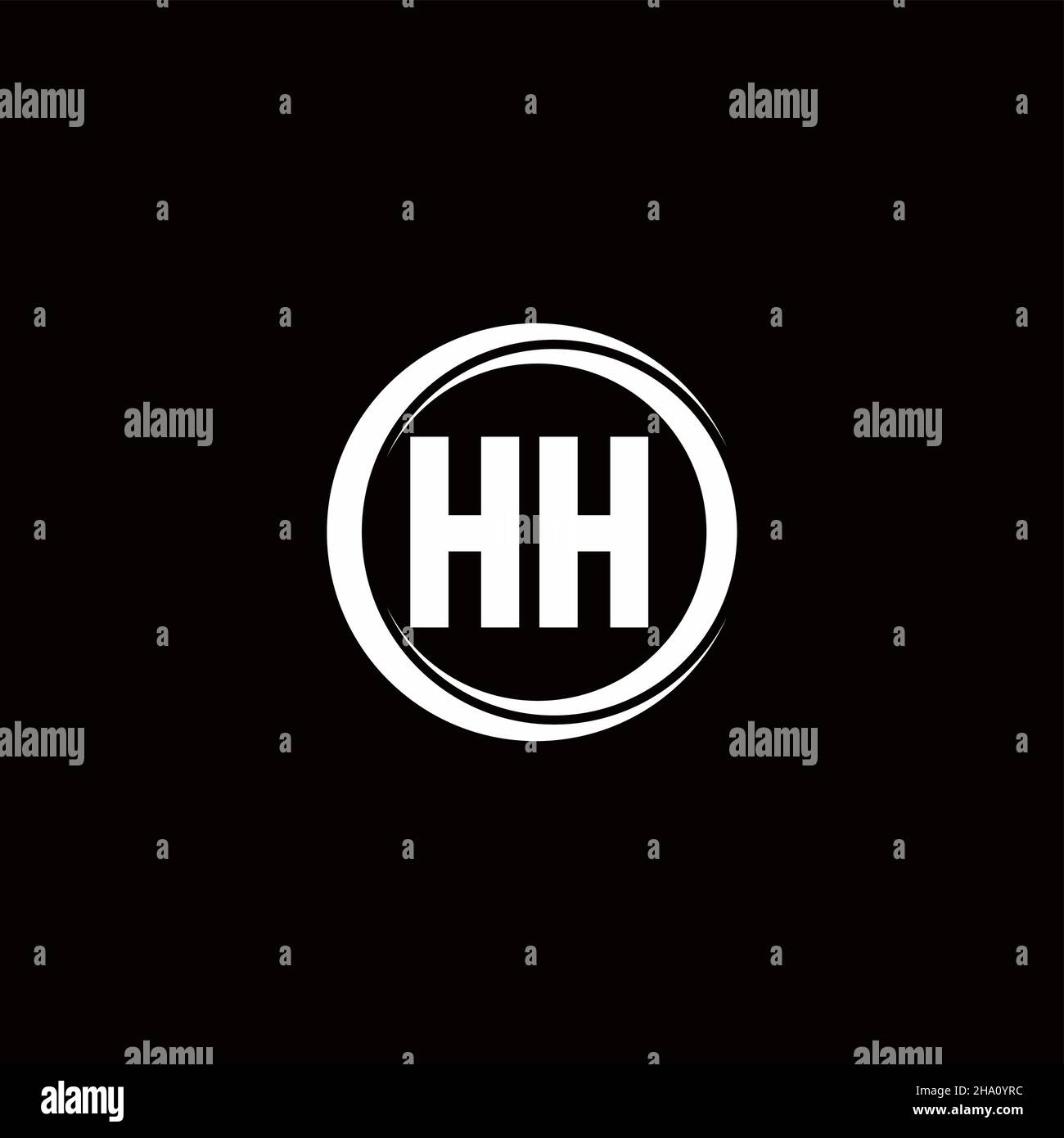HH logo initial letter monogram with circle slice rounded design ...