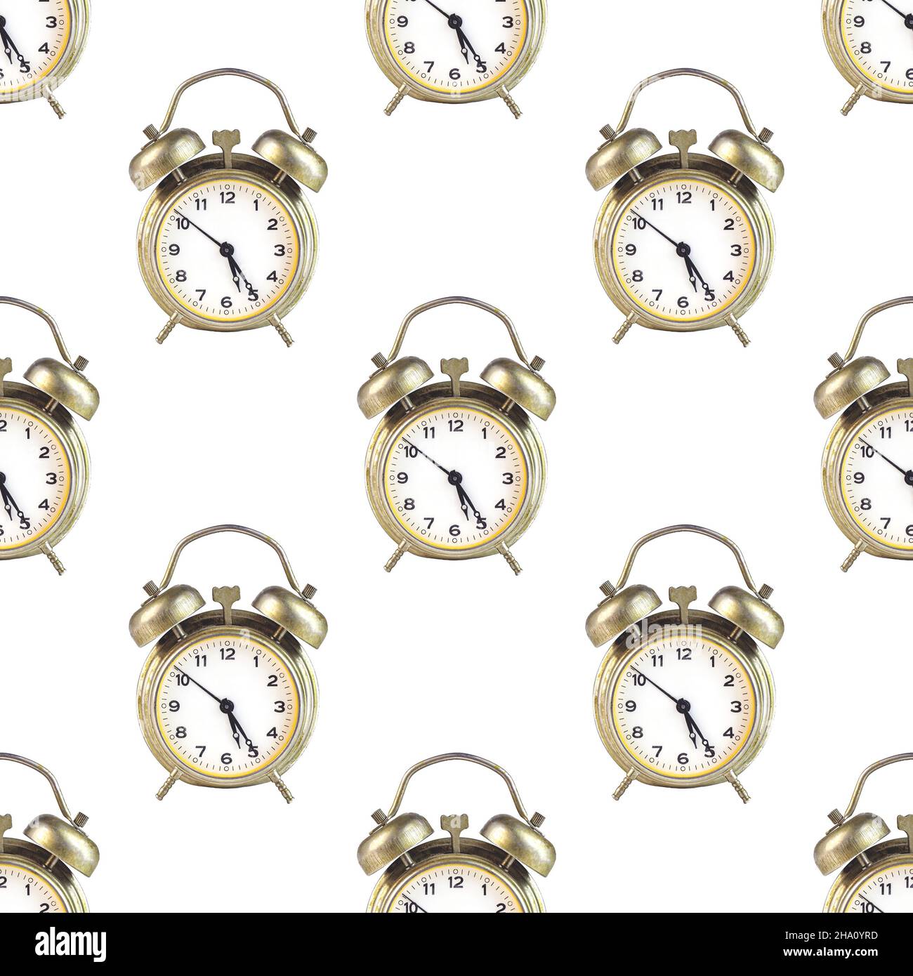 Retro alarm clock repeat seamless pattern on white background Stock ...
