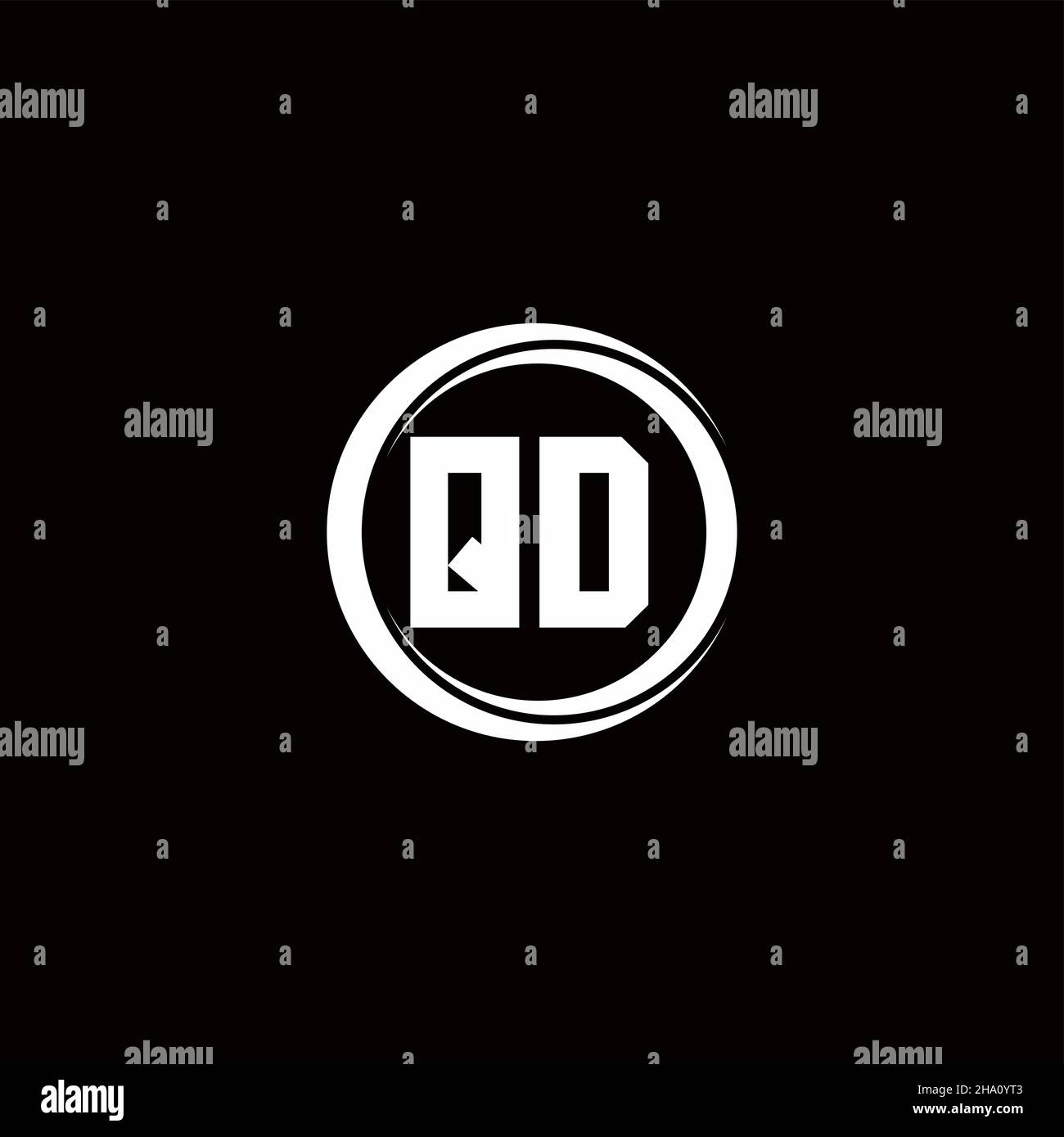 QD logo initial letter monogram with circle slice rounded design template isolated in black background Stock Vector