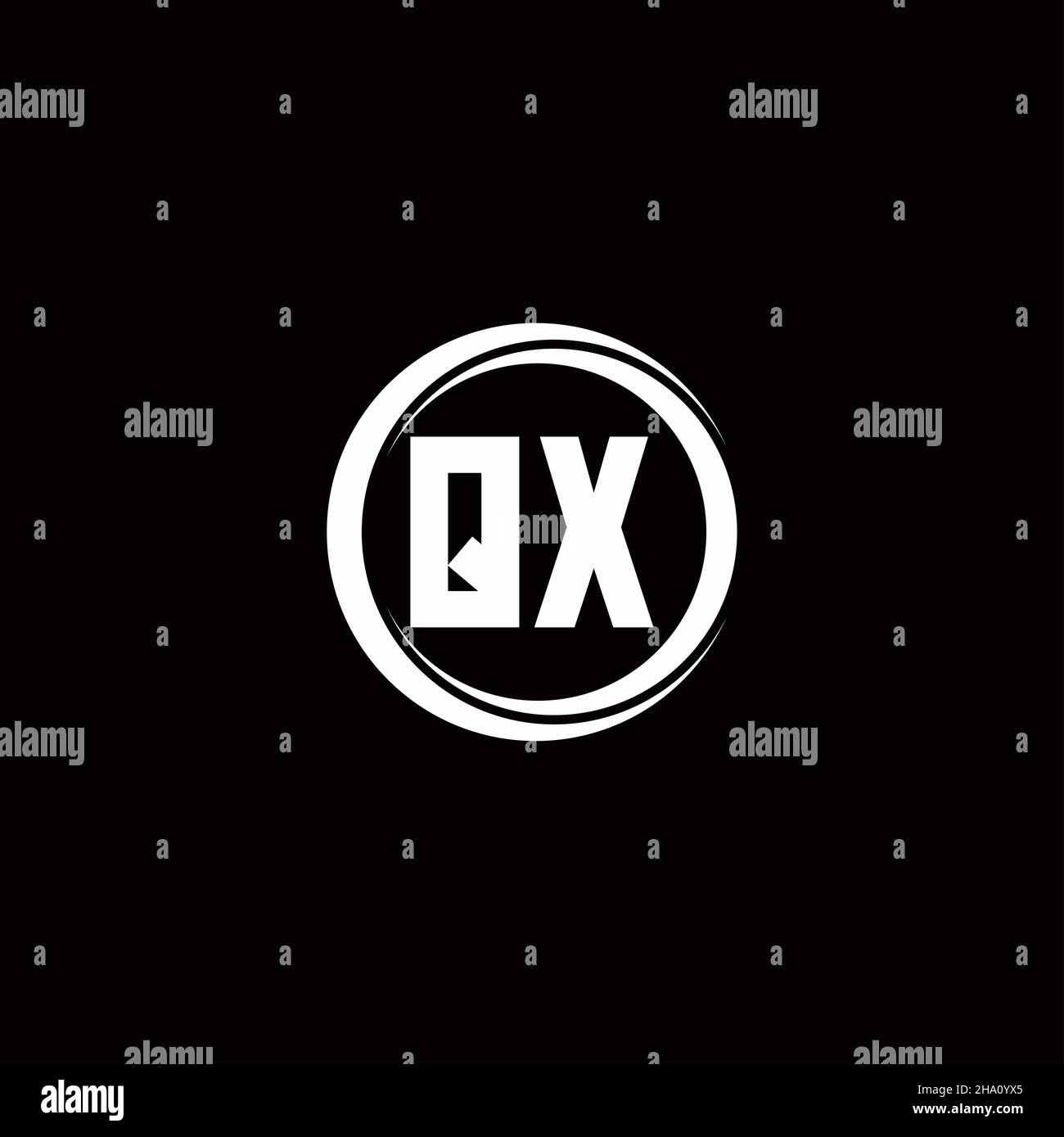 QX logo initial letter monogram with circle slice rounded design ...