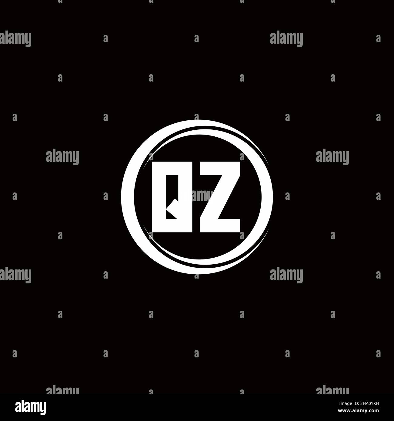 QZ logo initial letter monogram with circle slice rounded design ...