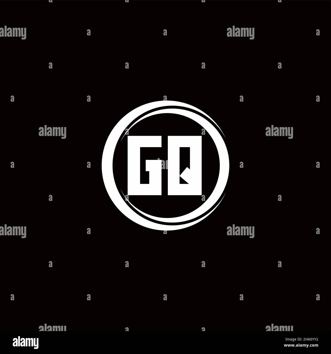 GQ logo initial letter monogram with circle slice rounded design ...