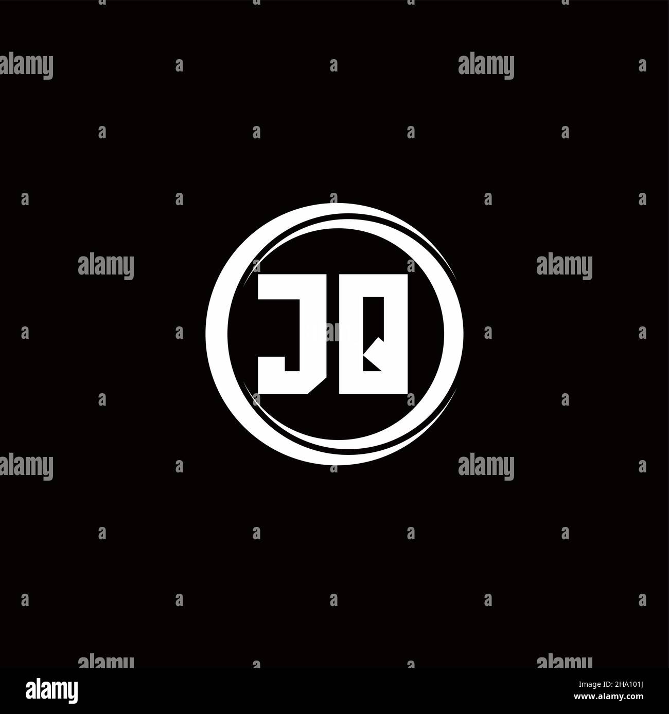 JQ logo initial letter monogram with circle slice rounded design ...