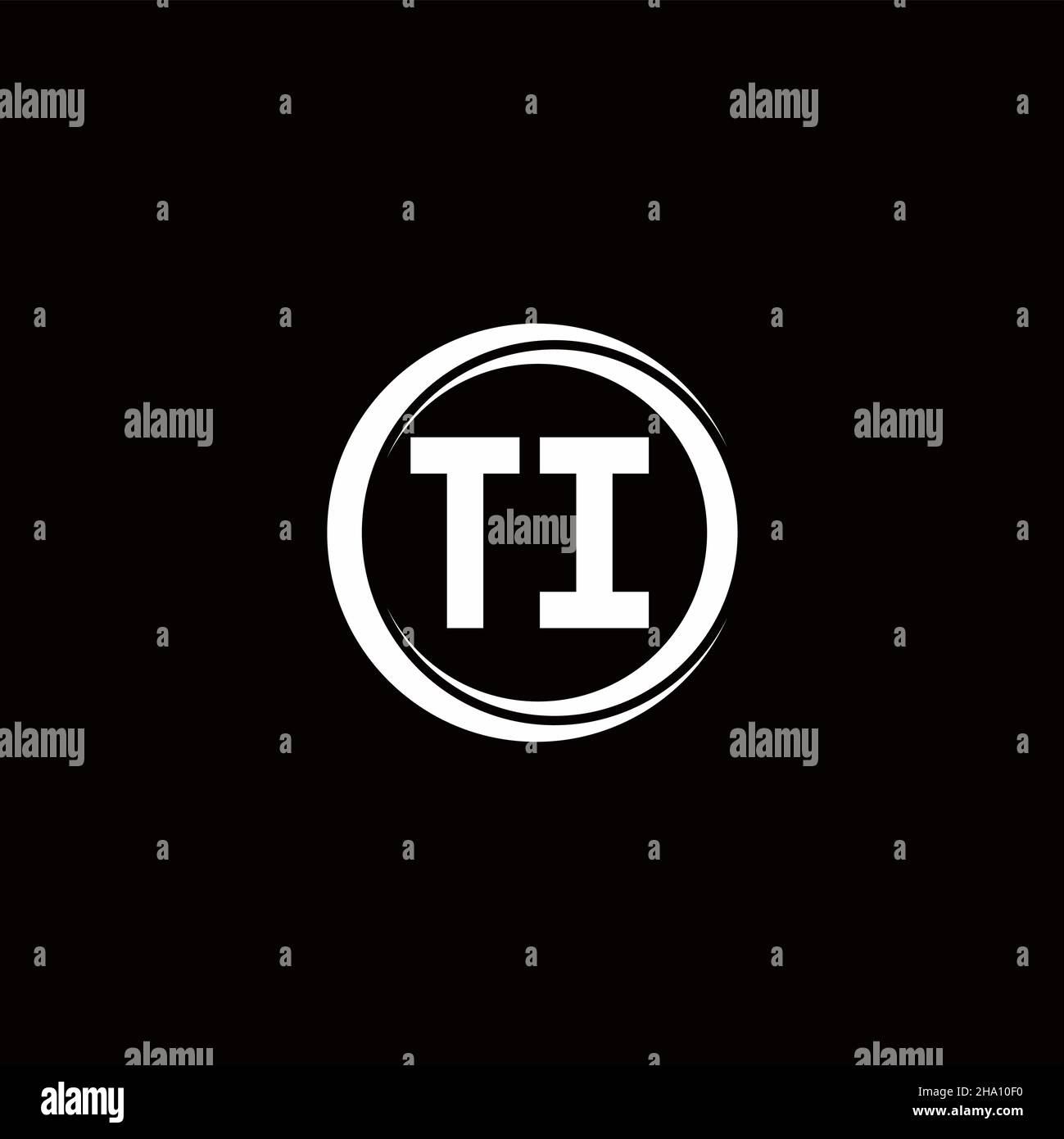 TI logo initial letter monogram with circle slice rounded design template isolated in black background Stock Vector