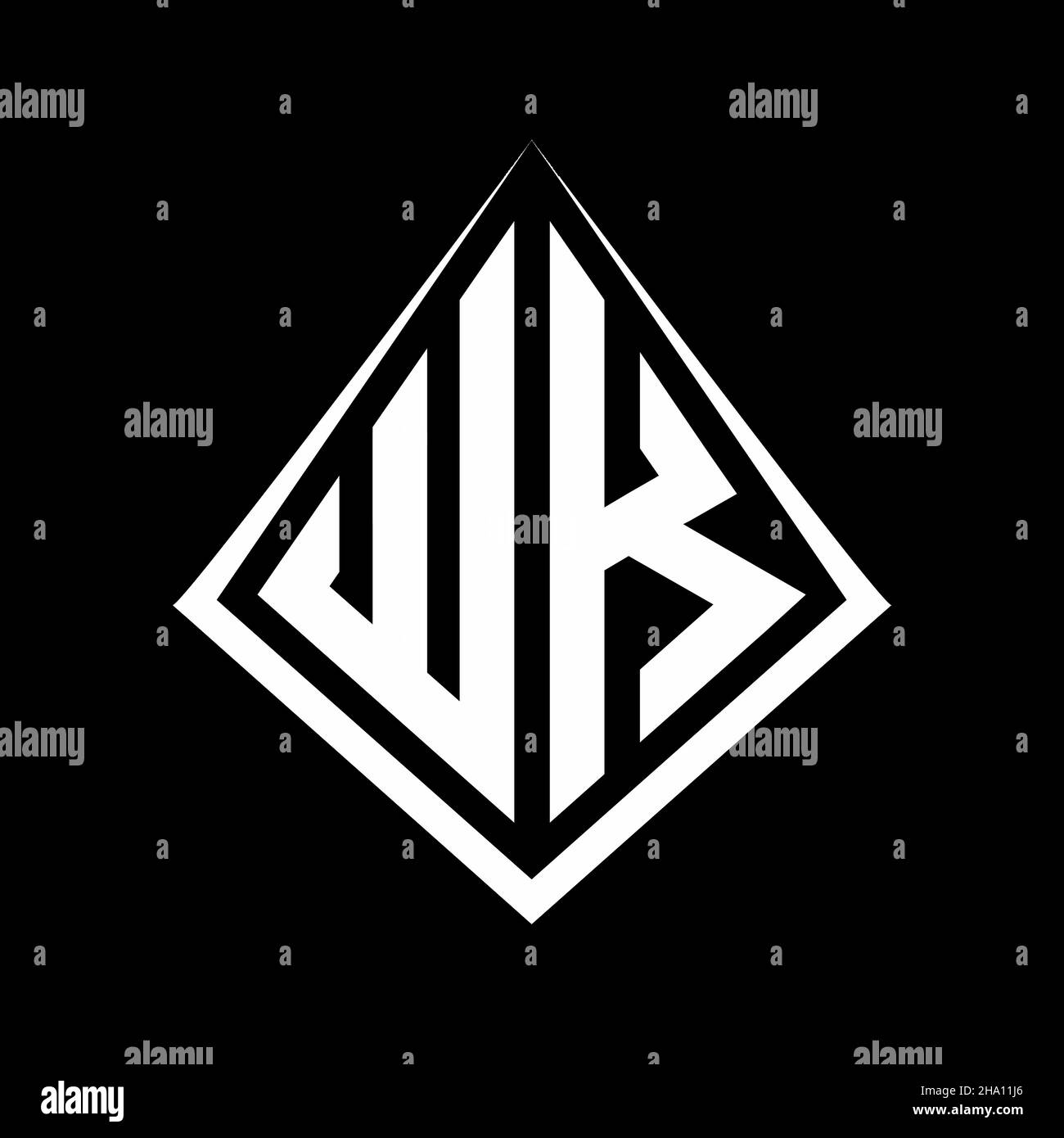 WK logo letters monogram with prisma shape design template vector icon ...