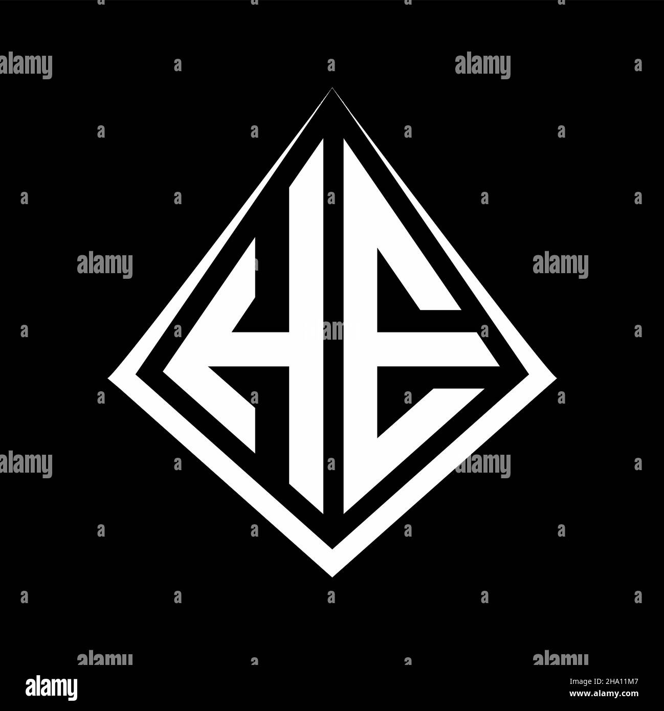 HE logo letters monogram with prisma shape design template vector icon modern Stock Vector