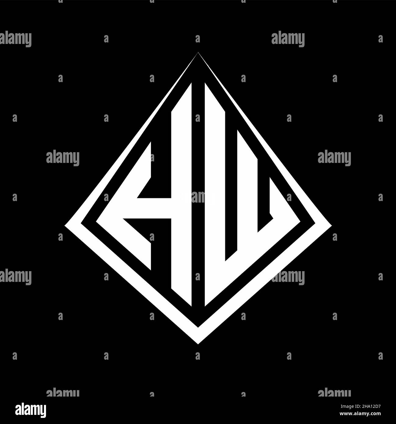 HW logo letters monogram with prisma shape design template vector icon ...