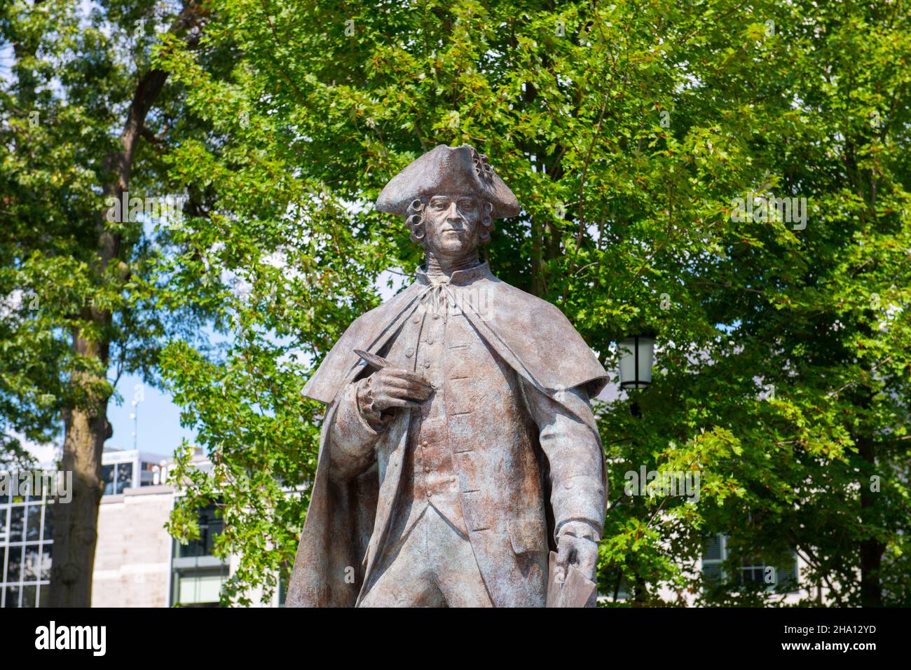 John Hancock statue at the Hancock Adams Green in Quincy Square in city center of Quincy, Massachusetts MA, USA. John Hancock was a founding father an Stock Photo