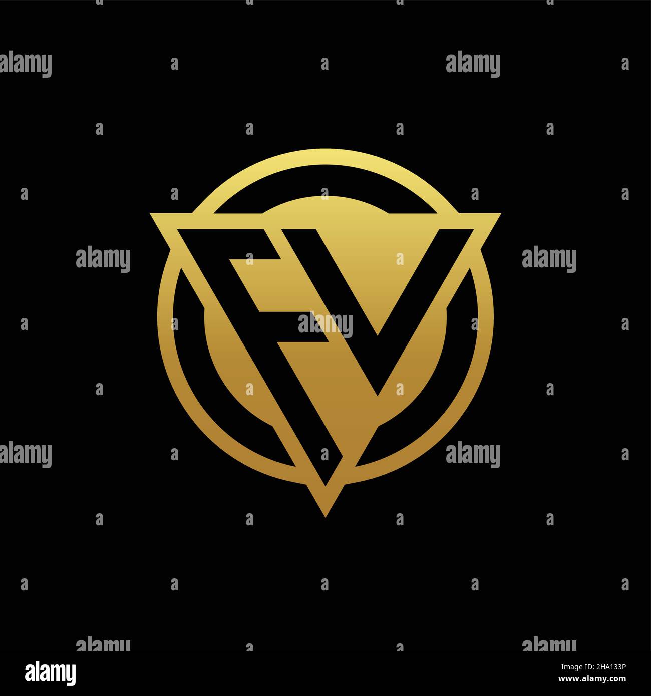 FV logo monogram with triangle shape and circle rounded style isolated ...