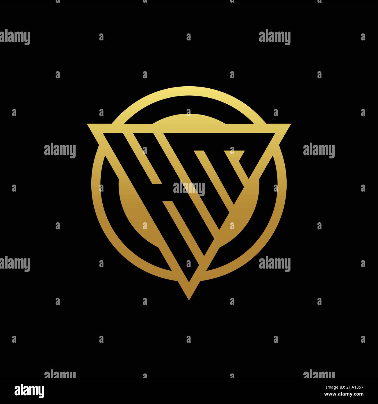 HM logo monogram with triangle shape and circle rounded style isolated ...