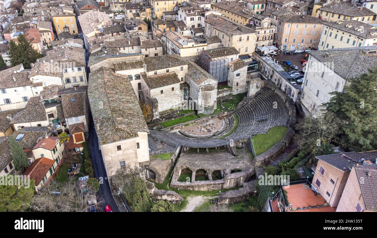 Roman Theatre, Teatro Romano, Spoleto, Umbria, Italy Stock Photo