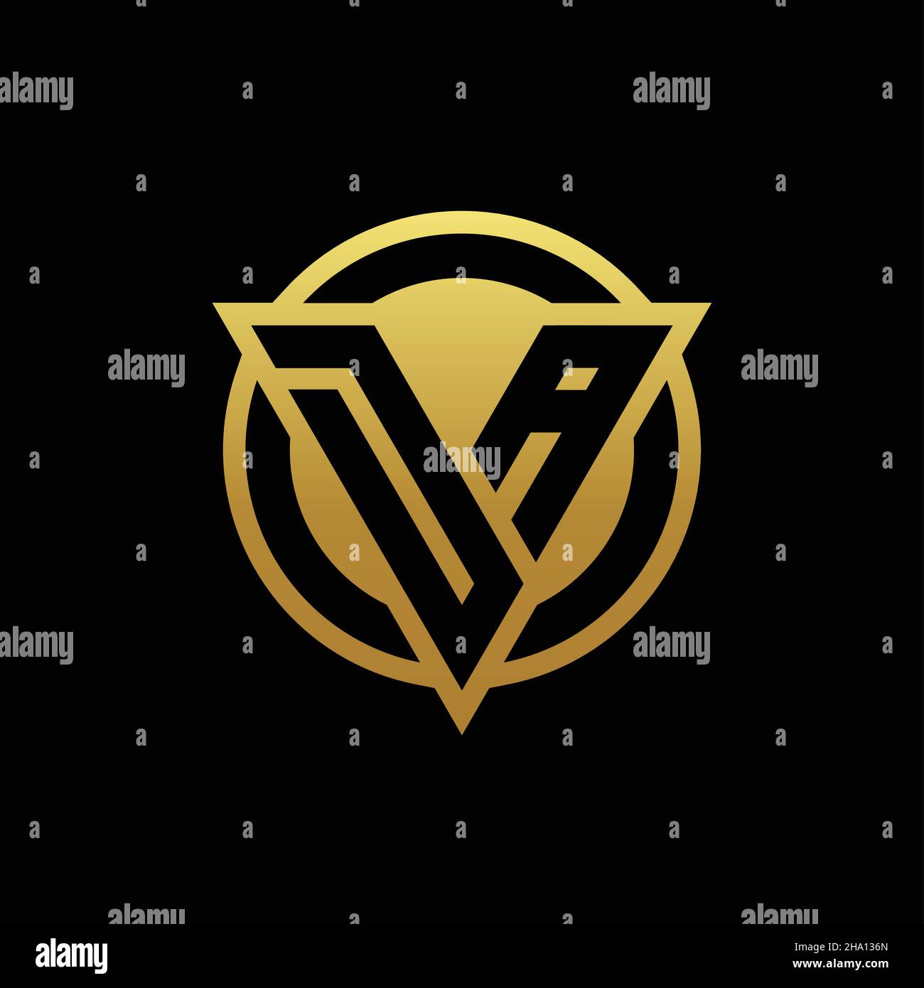 DA logo monogram with triangle shape and circle rounded style isolated ...