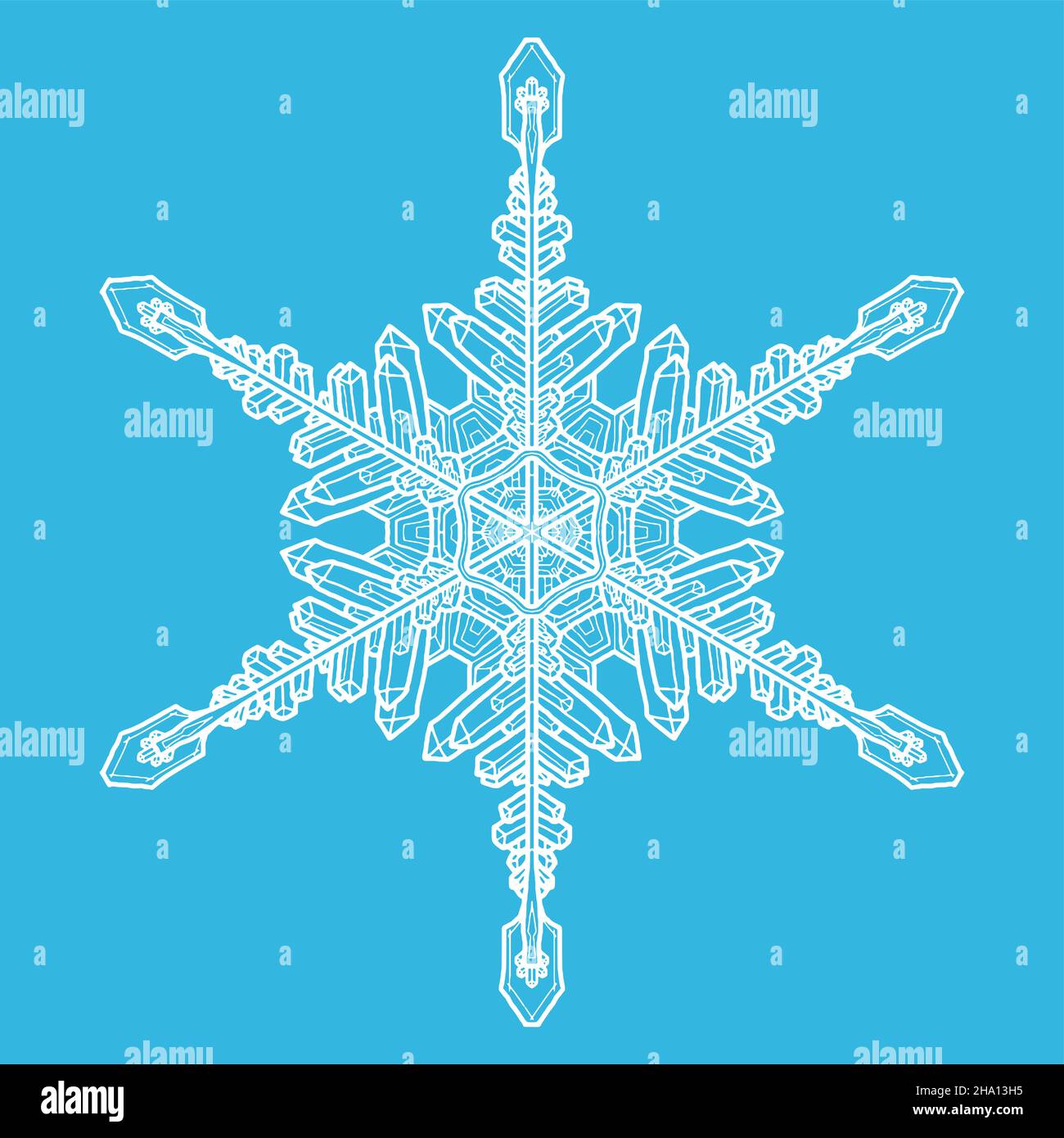 Snowflake sketch vector on light blue Stock Vector