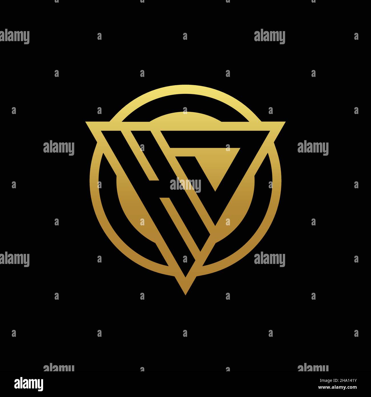 HD logo monogram with triangle shape and circle rounded style isolated ...