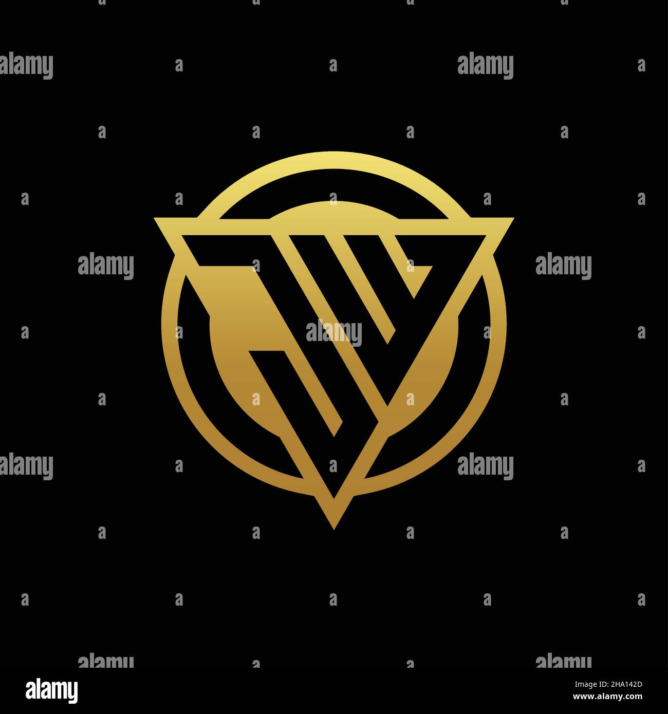 JW logo monogram with triangle shape and circle rounded style isolated ...