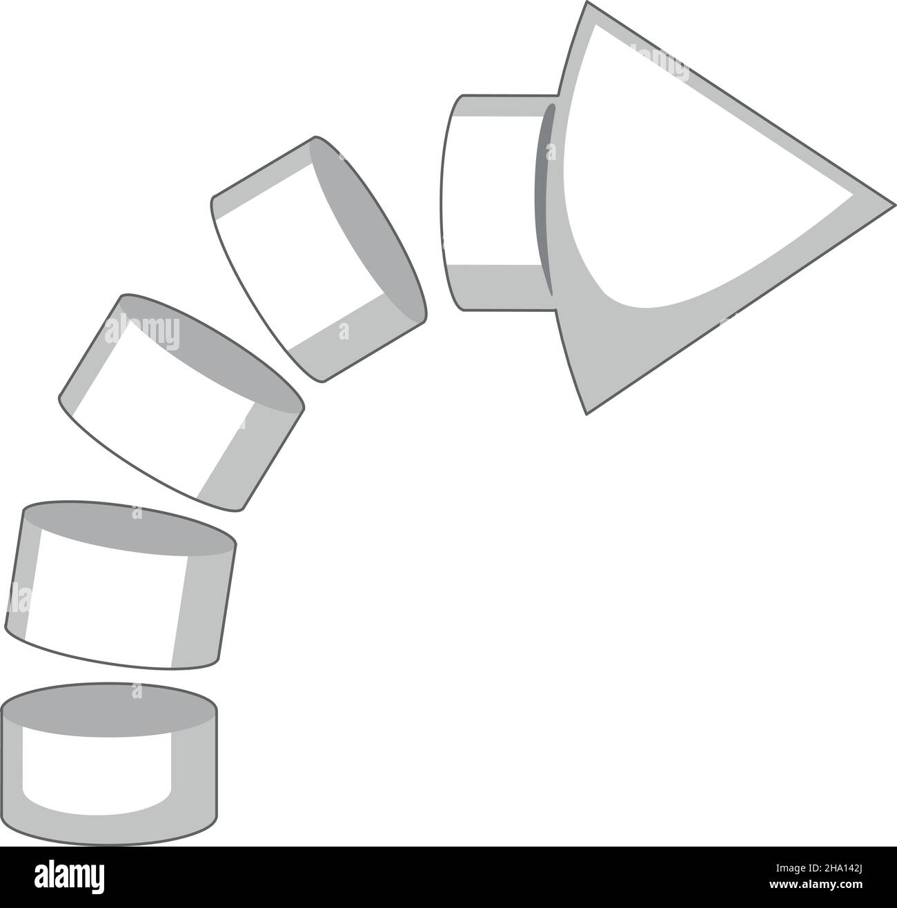 Vector illustration of an original white and gray curved arrow indicating the right Stock Vector