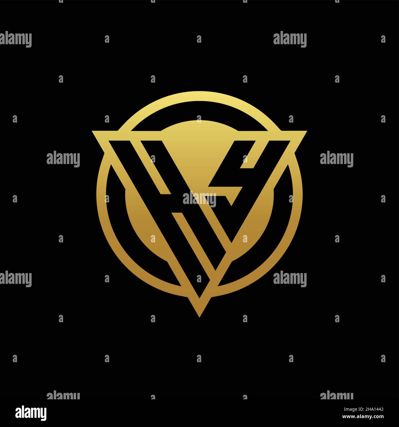 Triangle Hy HY logo monogram with triangle shape and circle rounded style isolated ...