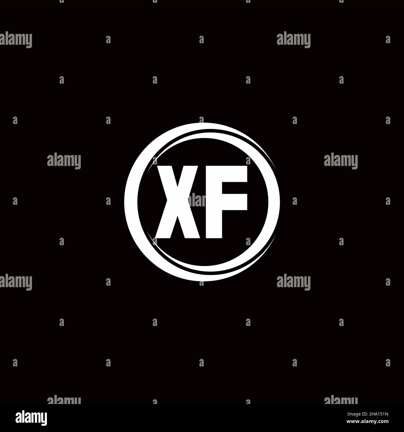 XF logo initial letter monogram with circle slice rounded design ...