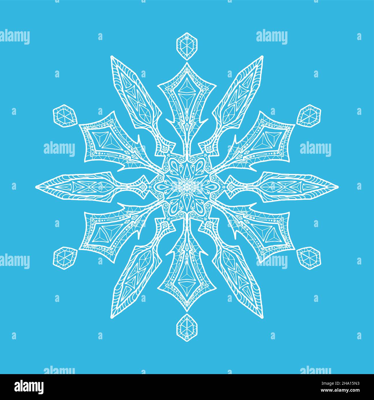 Snowflake sketch vector on light blue Stock Vector