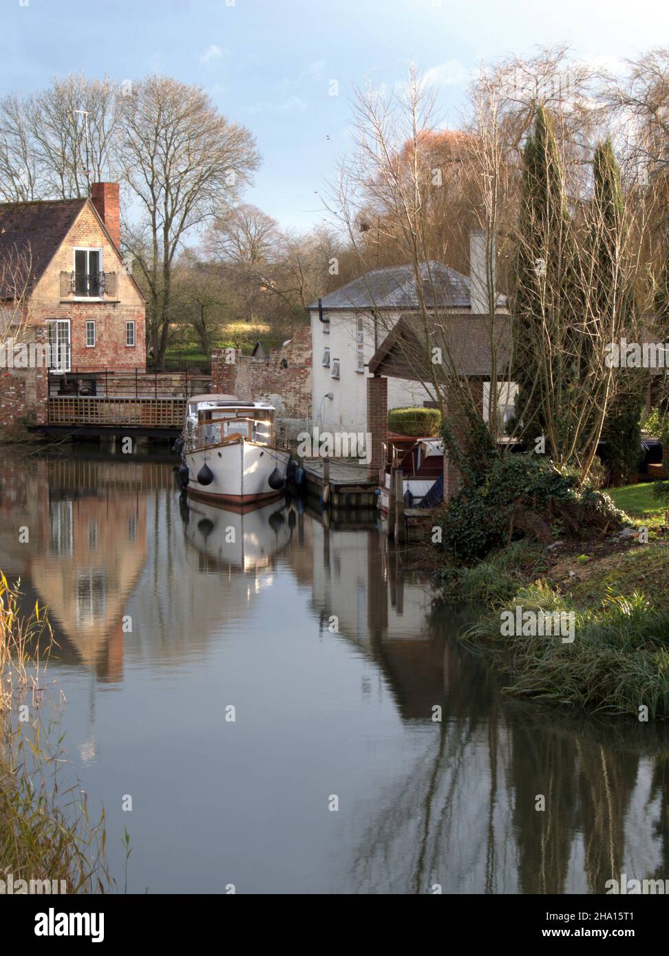 A quiet backwater on the river Thames in Oxfordshire. Stock Photo