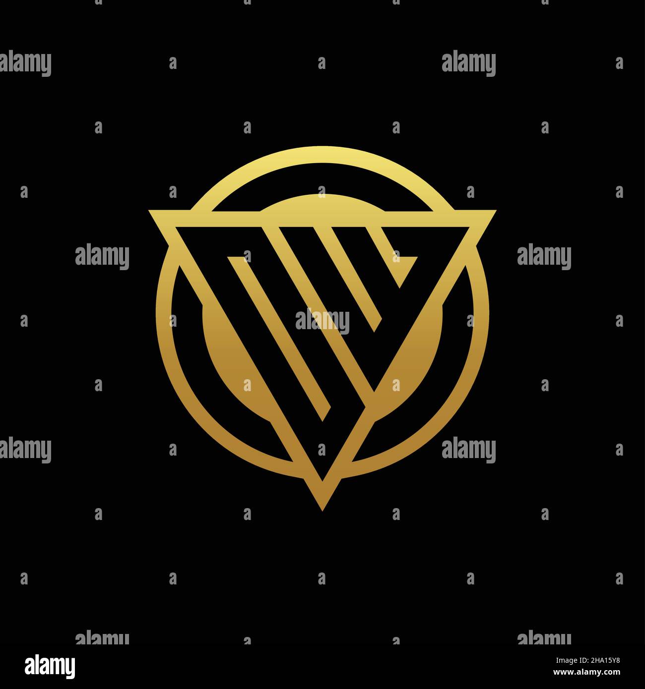 OW logo monogram with triangle shape and circle rounded style isolated ...