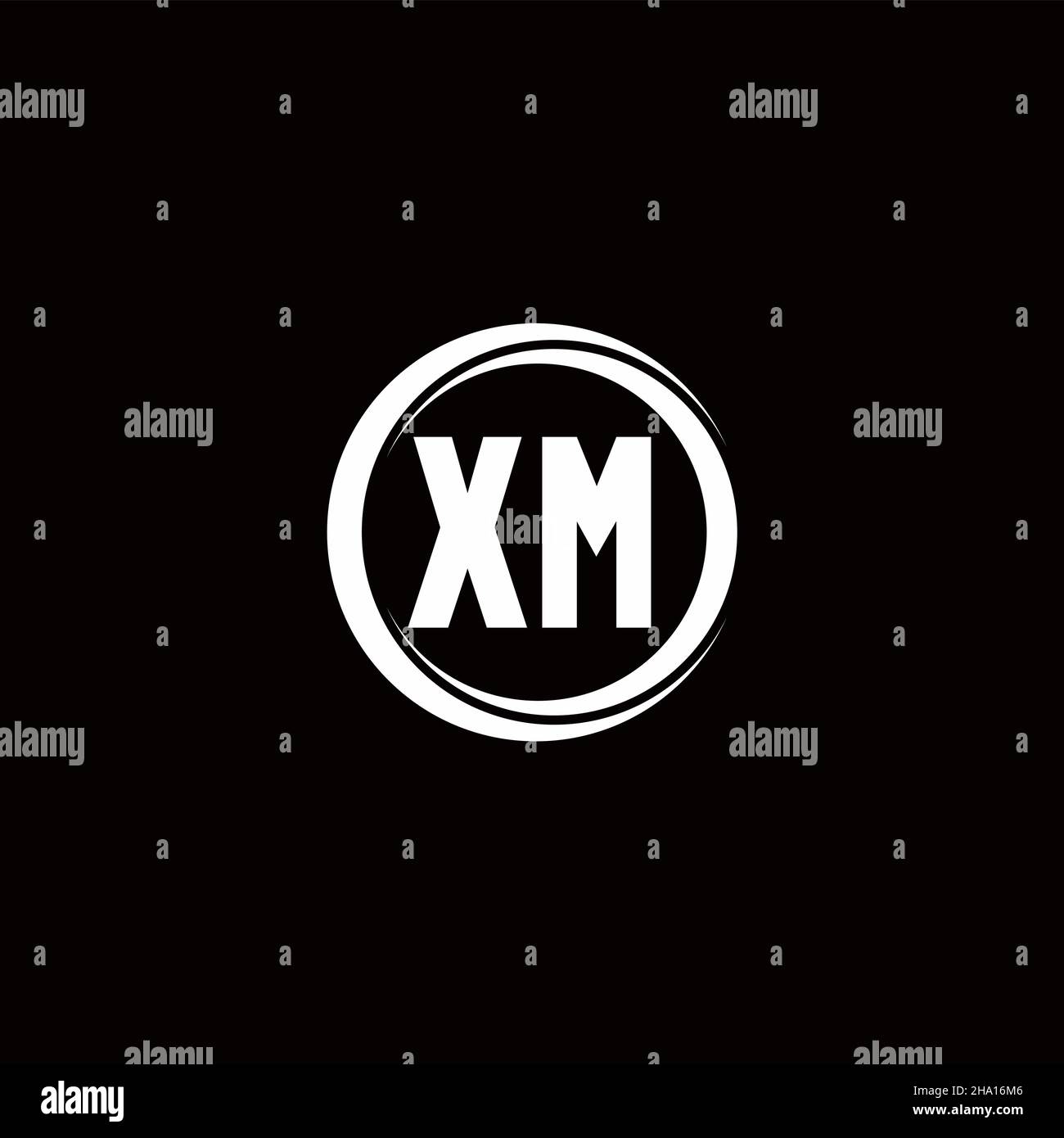 XM logo initial letter monogram with circle slice rounded design template isolated in black background Stock Vector