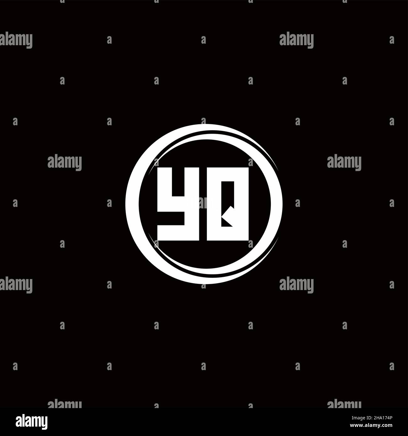 YQ logo initial letter monogram with circle slice rounded design ...