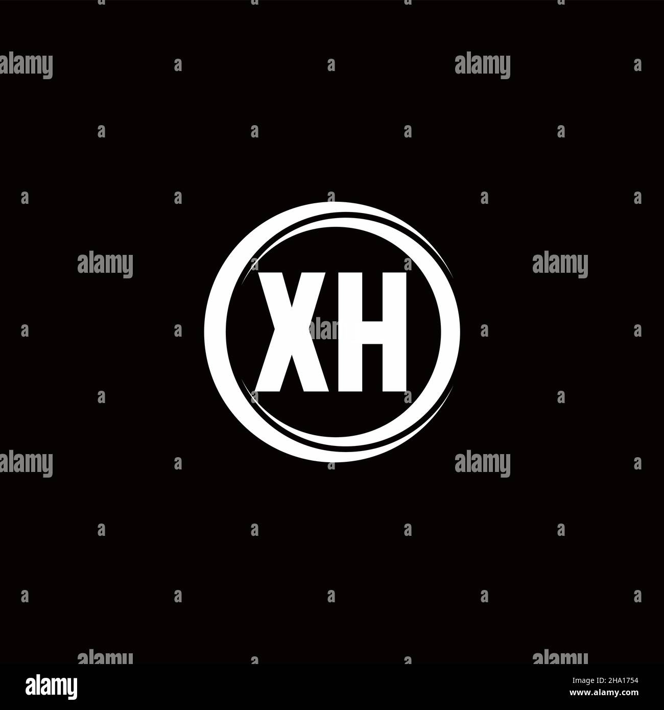XH logo initial letter monogram with circle slice rounded design ...
